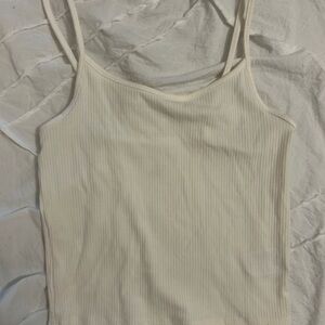 American Eagle Outfitters Cream Ribbed Tank Top